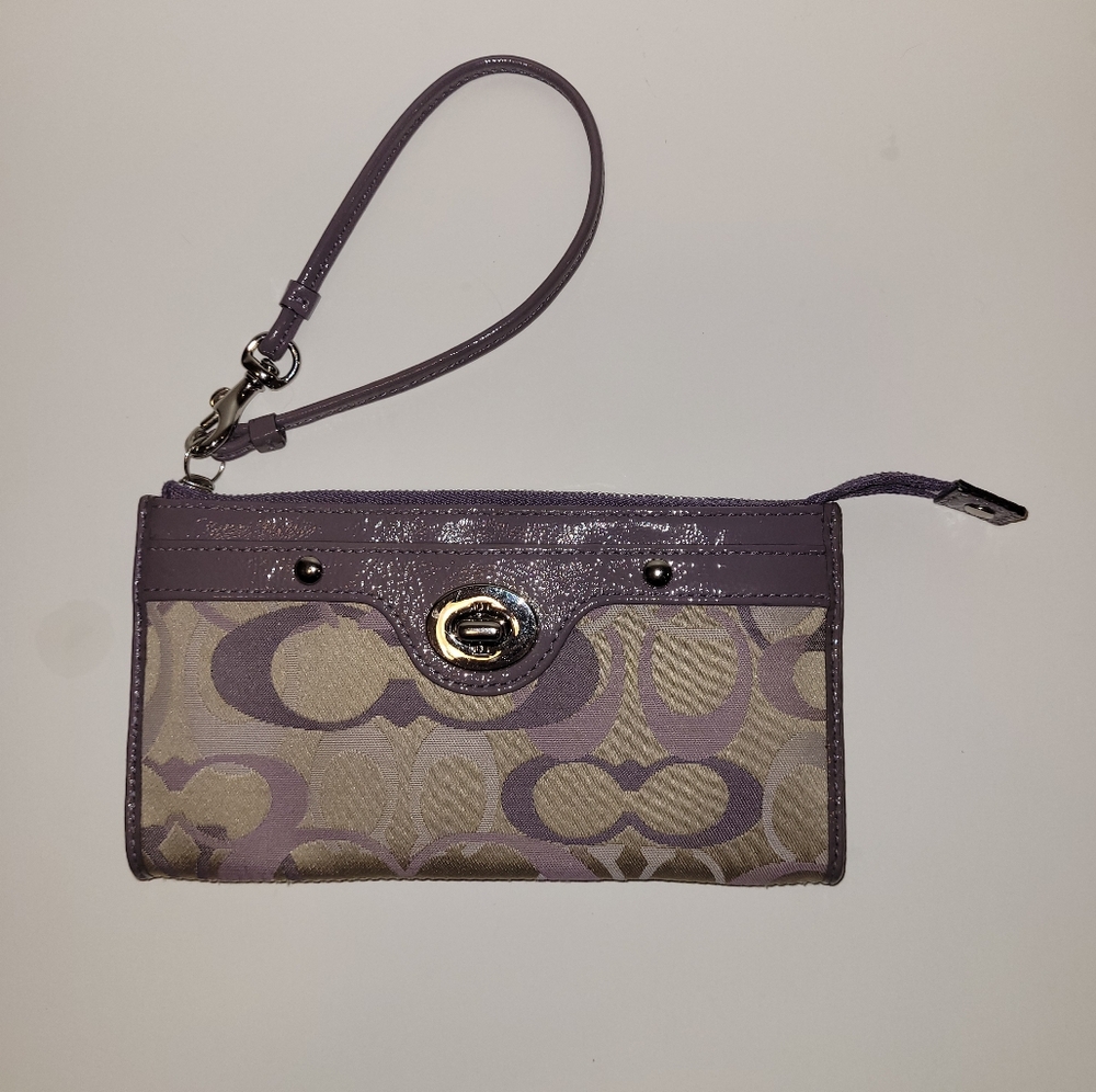 Coach Purple and Tan Wristlet